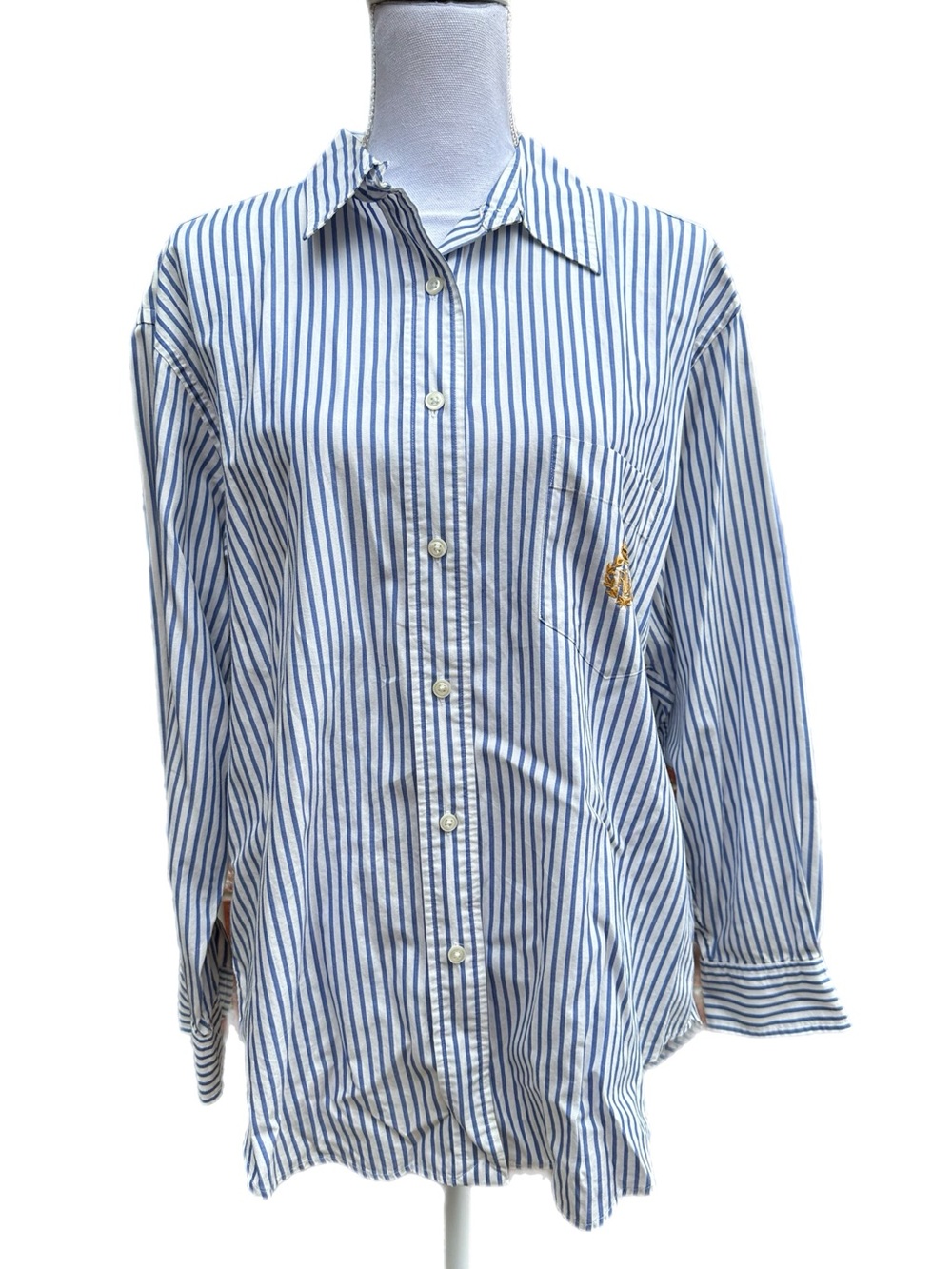 Ralph Lauren Blue and White Striped Women’s Button-Up Shirt